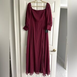 Lulu's Deep Burgundy Long Sleeve Dress
